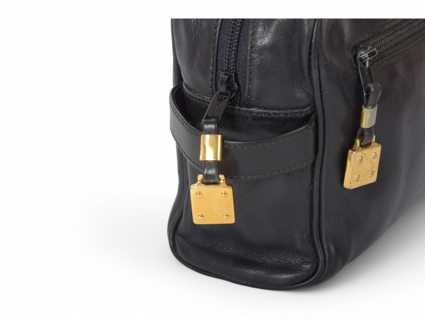 Loewe Anagram Leather Second Bag Toiletry Travel Makeup Cosmetic Bag Black