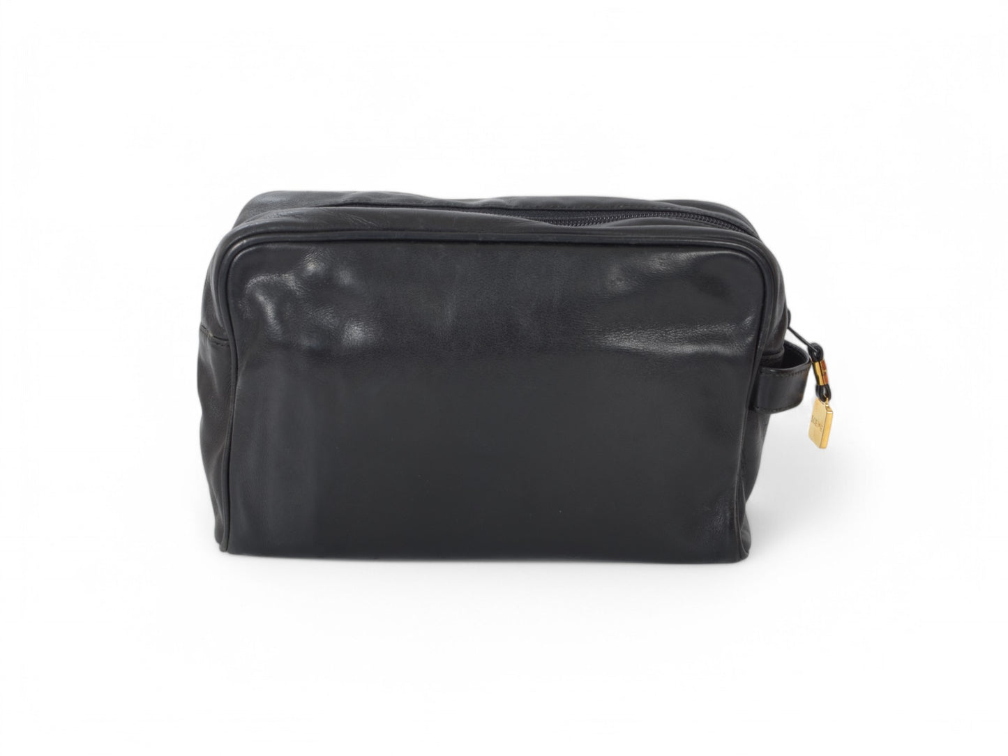 Loewe Anagram Leather Second Bag Toiletry Travel Makeup Cosmetic Bag Black