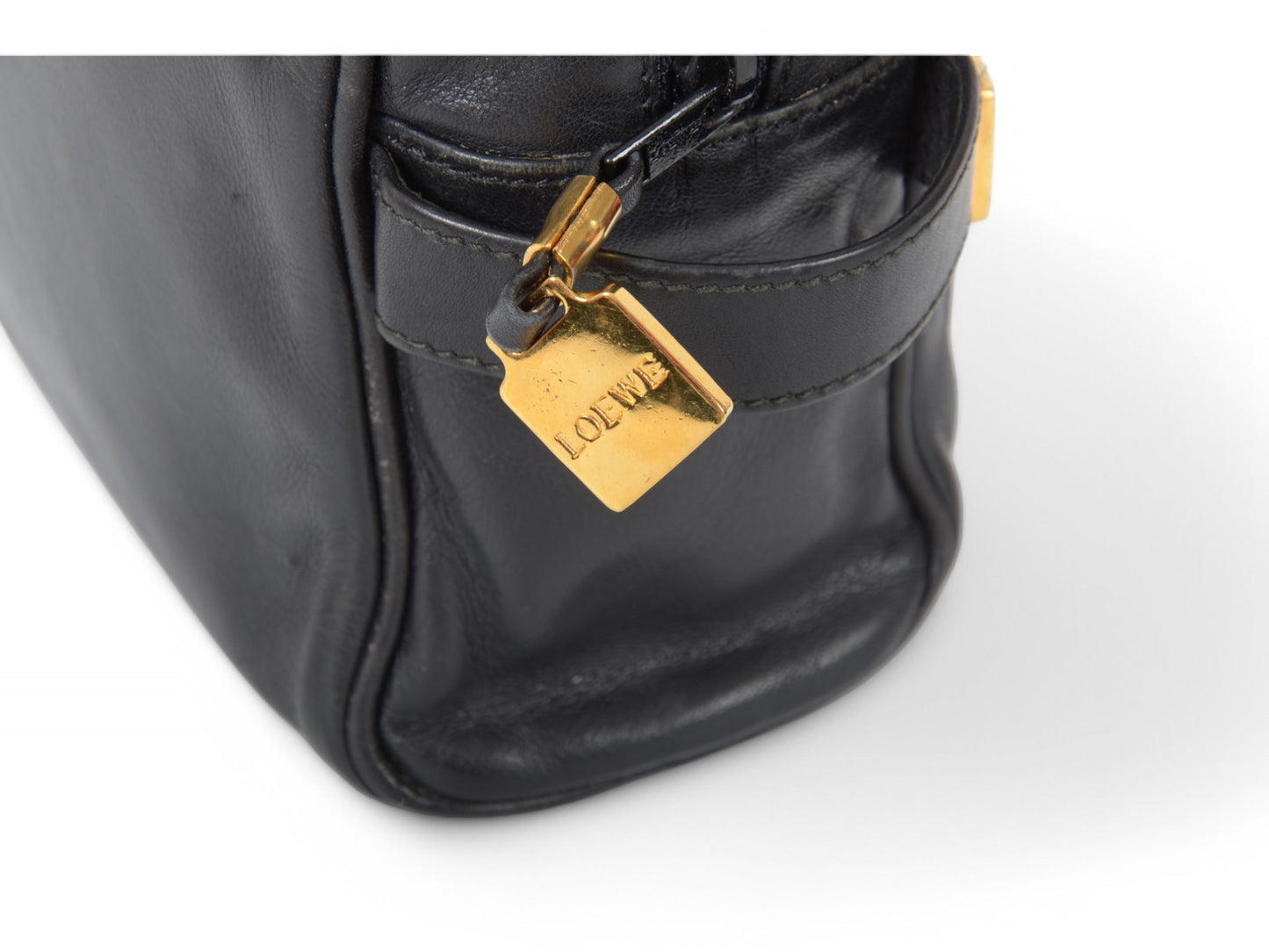 Loewe Anagram Leather Second Bag Toiletry Travel Makeup Cosmetic Bag Black