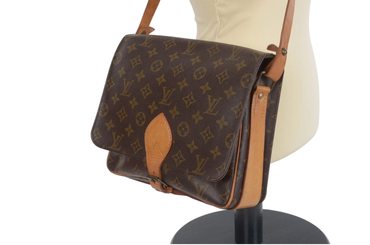 Louis Vuitton Cartesier Cartouchière GM Vintage Crossbody Shoulder Bag Monogram Designer Classic Authentic