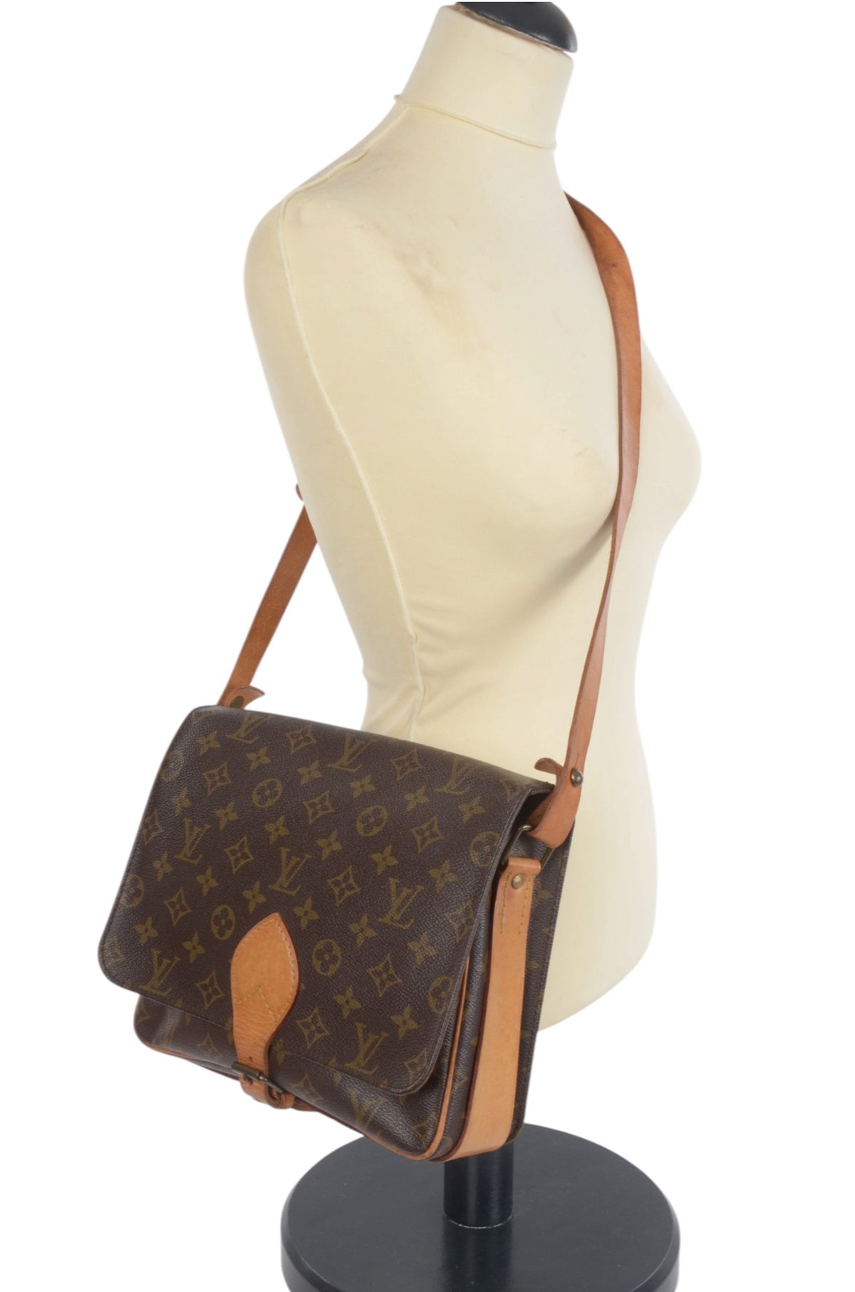 Louis Vuitton Cartesier Cartouchière GM Vintage Crossbody Shoulder Bag Monogram Designer Classic Authentic
