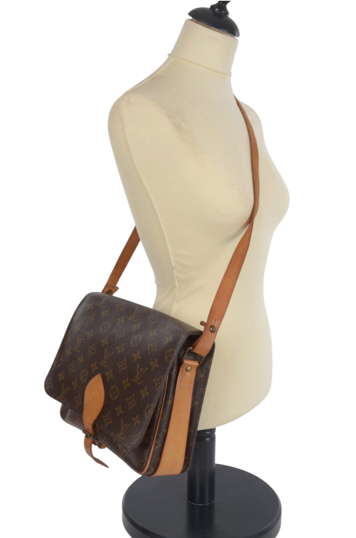 Louis Vuitton Cartesier Cartouchière GM Vintage Crossbody Shoulder Bag Monogram Designer Classic Authentic