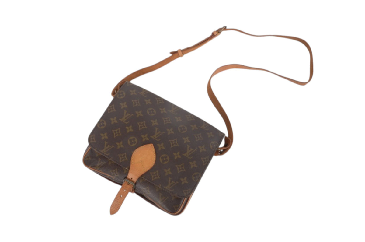 Louis Vuitton Cartesier Cartouchière GM Vintage Crossbody Shoulder Bag Monogram Designer Classic Authentic