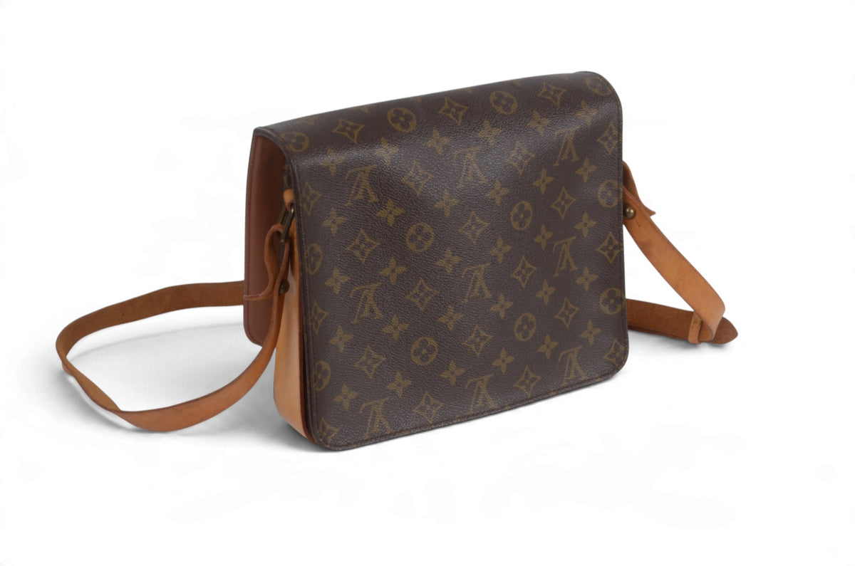 Louis Vuitton Cartesier Cartouchière GM Vintage Crossbody Shoulder Bag Monogram Designer Classic Authentic