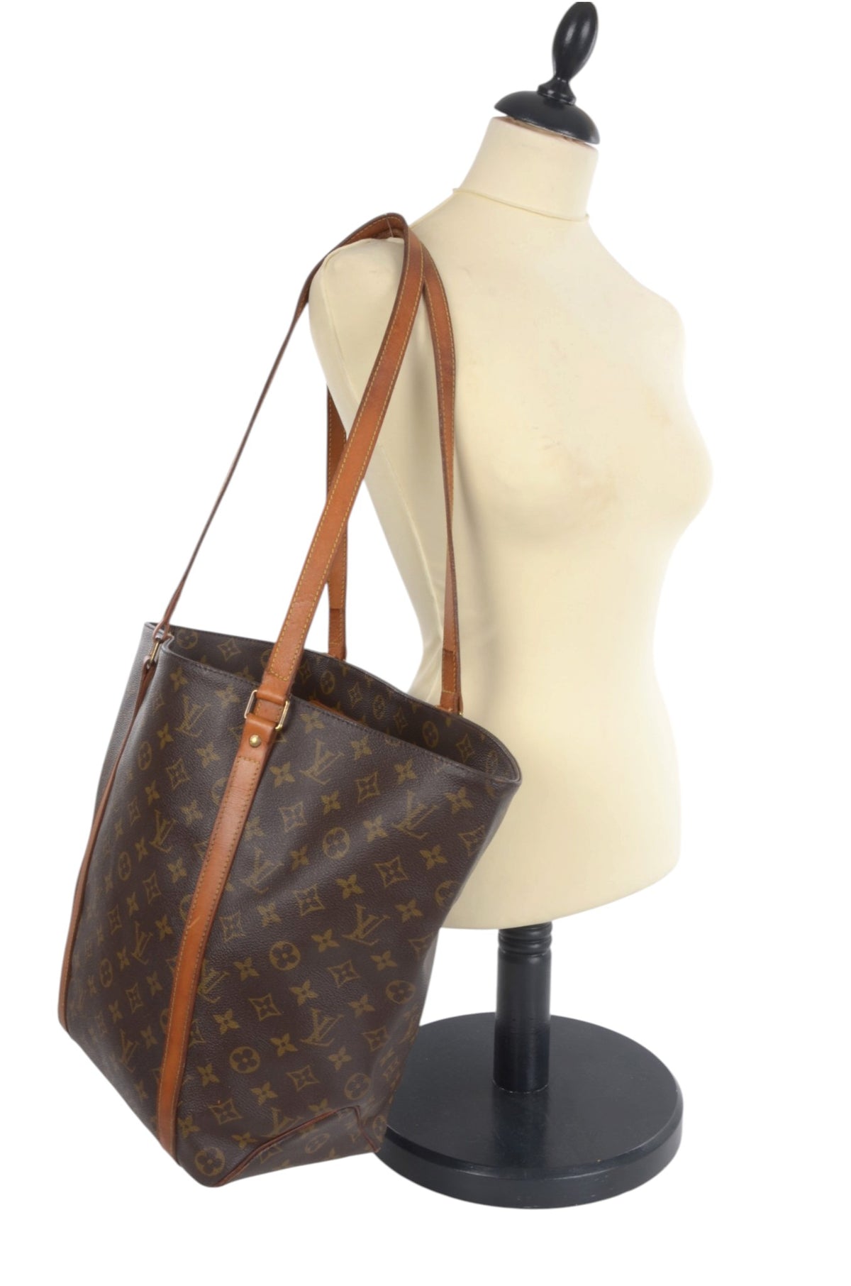 Louis Vuitton Vintage Sac Shopping Tote Shoulder Bag Handbag Monogram Canvas Vintage Designer Classic