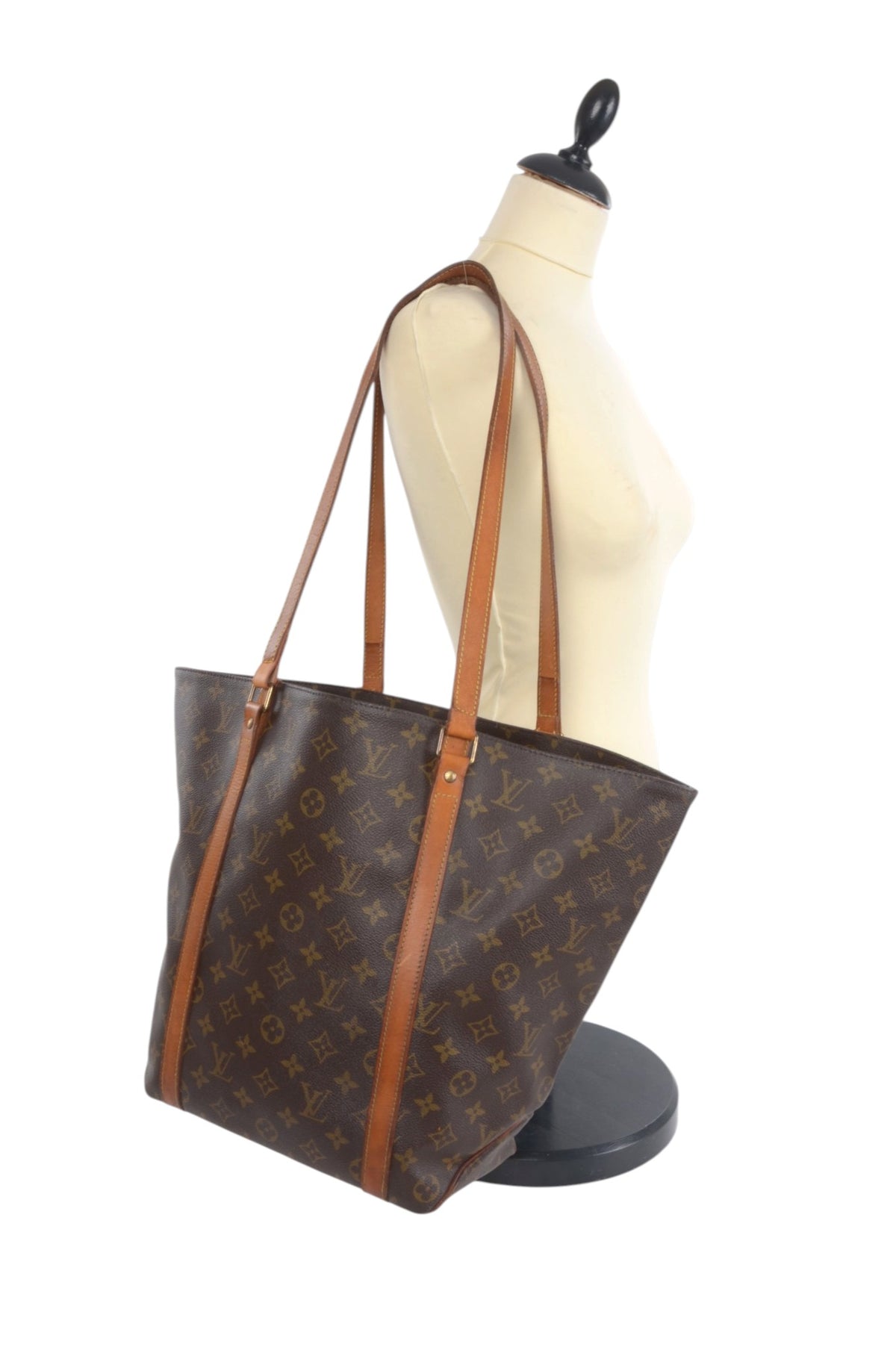 Louis Vuitton Vintage Sac Shopping Tote Shoulder Bag Handbag Monogram Canvas Vintage Designer Classic