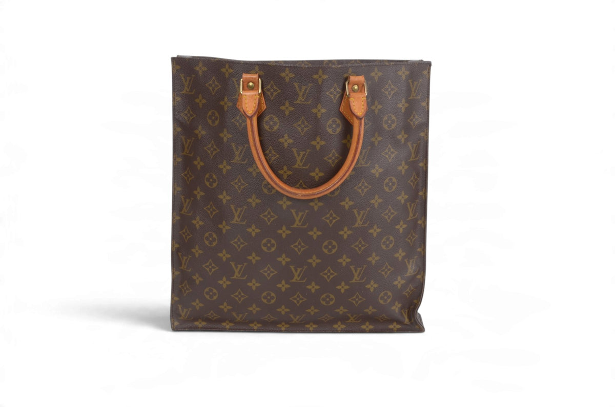 Louis Vuitton Sac Plat Handbag Monogram Canvas Bag Vintage Designer Classic