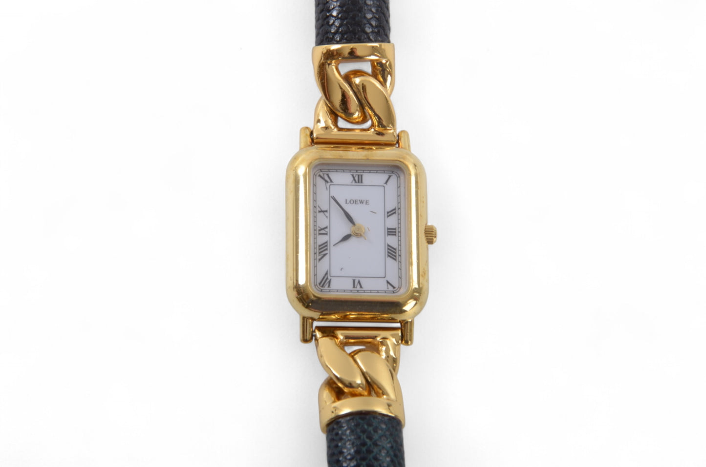 Loewe Watch Square Ladies Quartz Gold Color Antique Vintage Wristwatch