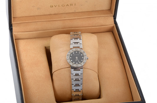 Bvlgari Bulgari 12PD BB23SS Black Dial Quartz Ladies Watch Steel Women Wristwatch Ladies