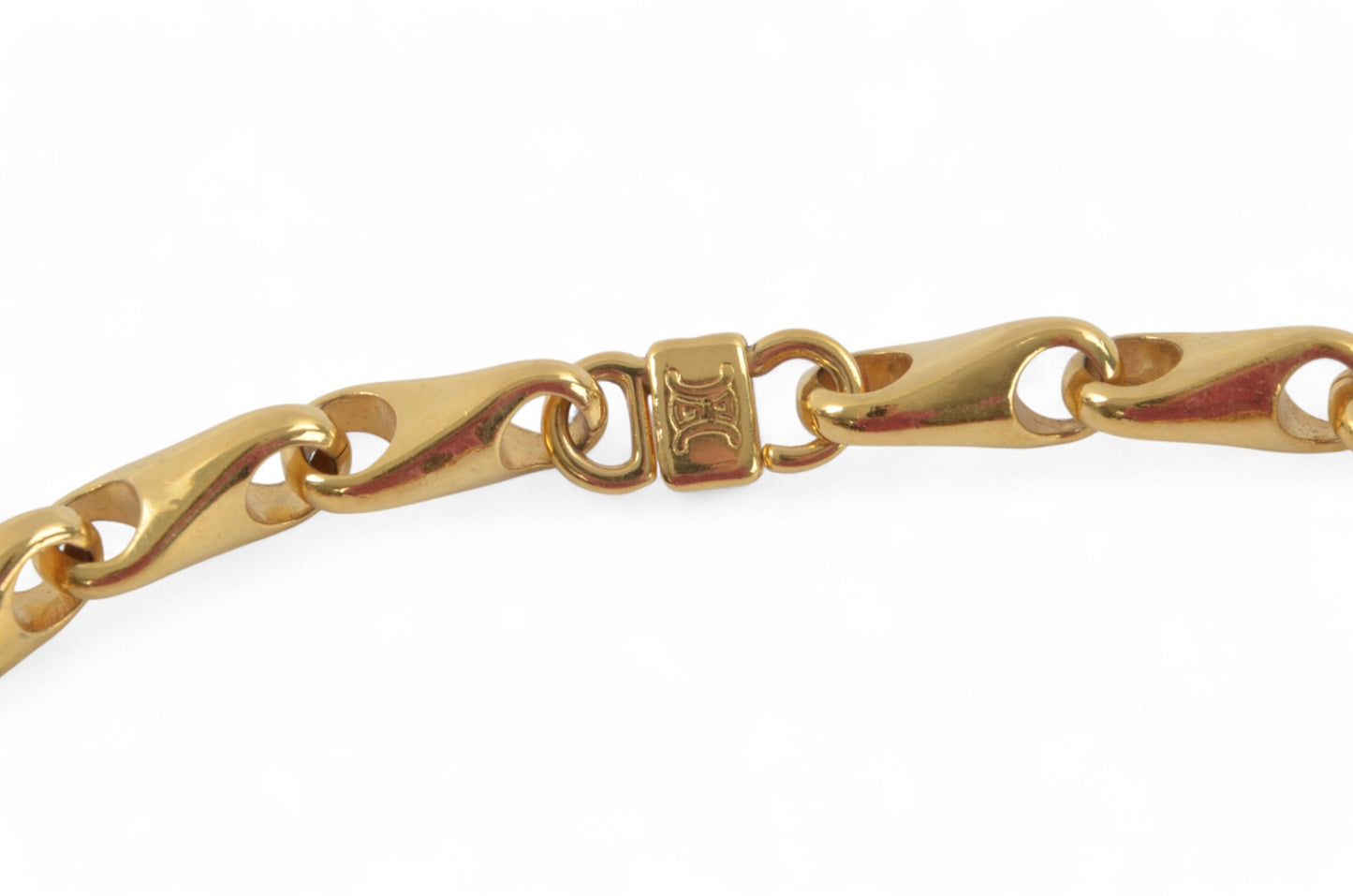 Celine Vintage Circle Logo Big Pendant Necklace Gold Plated Statement Designer Classic Jewelry