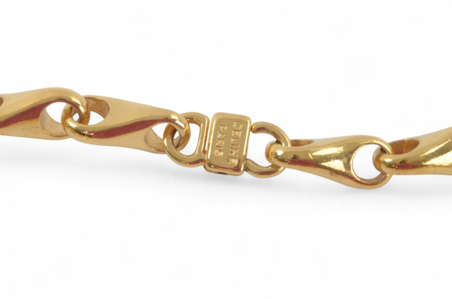 Celine Vintage Circle Logo Big Pendant Necklace Gold Plated Statement Designer Classic Jewelry