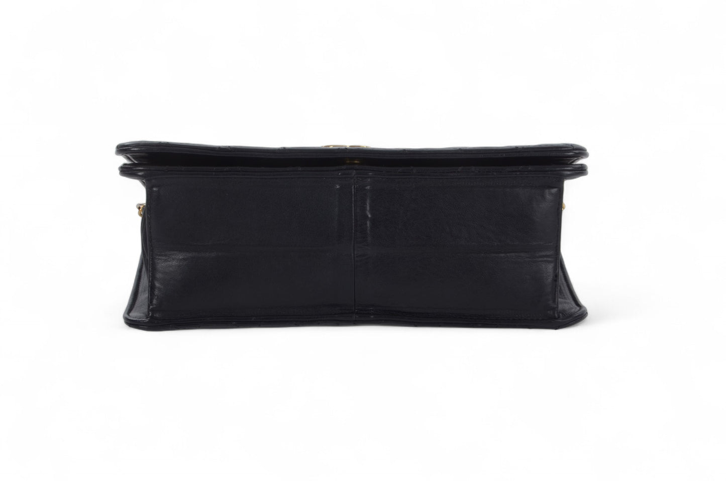 Chanel Classic Single Flap Bag Black Lambskin Matelasse CC Lock Chain Shoulder Bag Vintage Designer