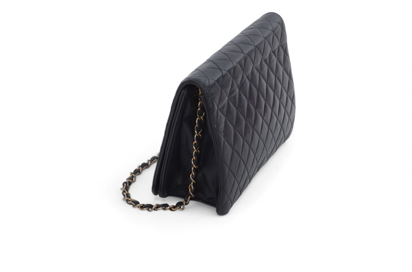 Chanel Classic Single Flap Bag Black Lambskin Matelasse CC Lock Chain Shoulder Bag Vintage Designer