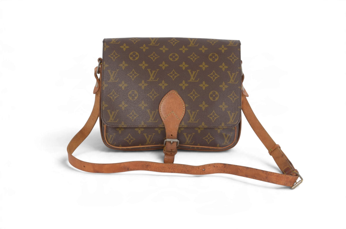 Louis Vuitton Cartouchière GM M51252 vintage brown Monogram canvas crossbody bag front view