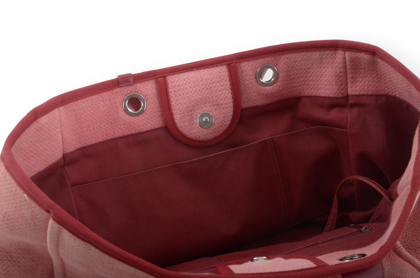 Chanel Deauville Chain Line Tote MM Pink Red Shoulder Bag Handbag CC Leather Designer Classic