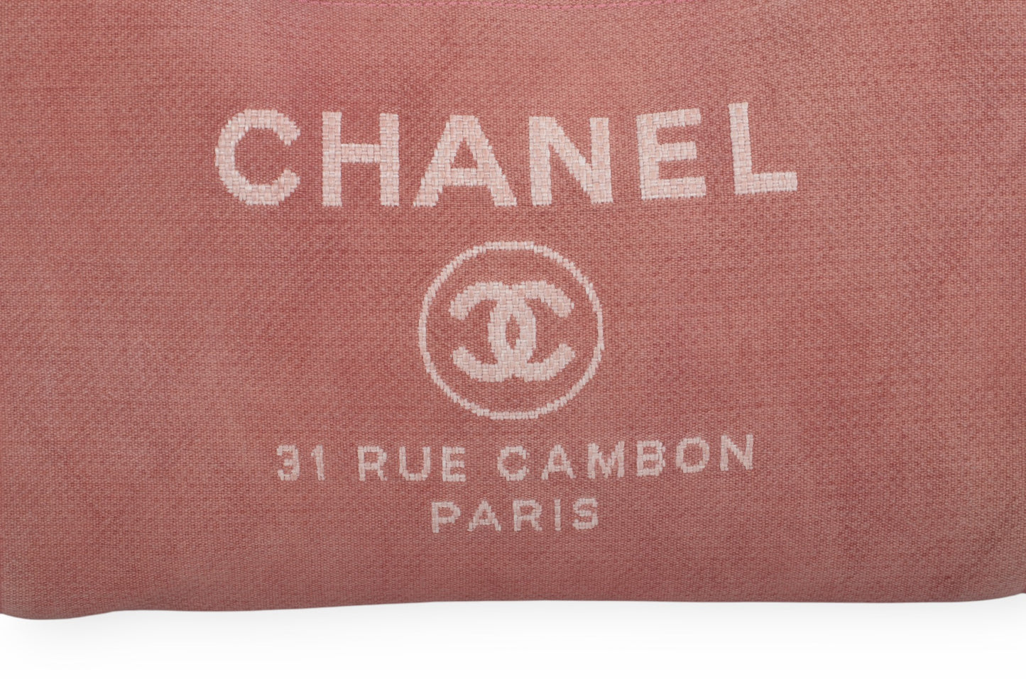 Chanel Deauville Chain Line Tote MM Pink Red Shoulder Bag Handbag CC Leather Designer Classic