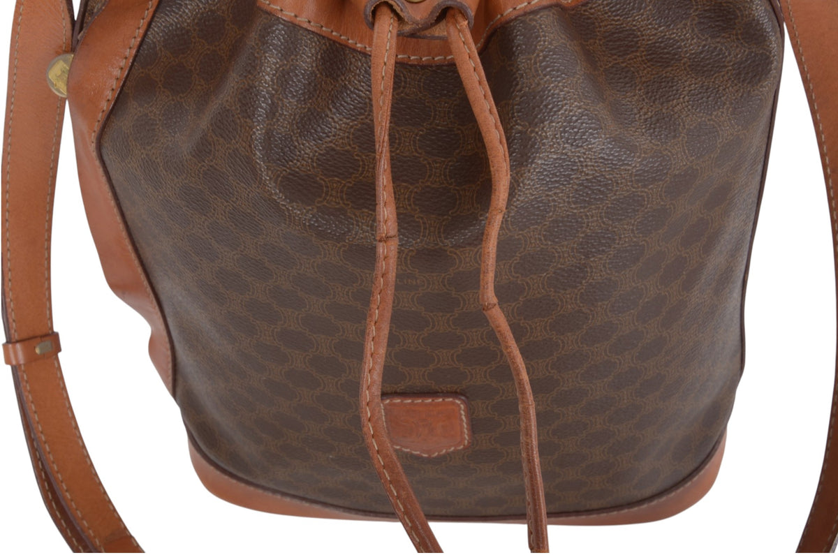 Celine vintage bucket bag interior showing lining and condition details