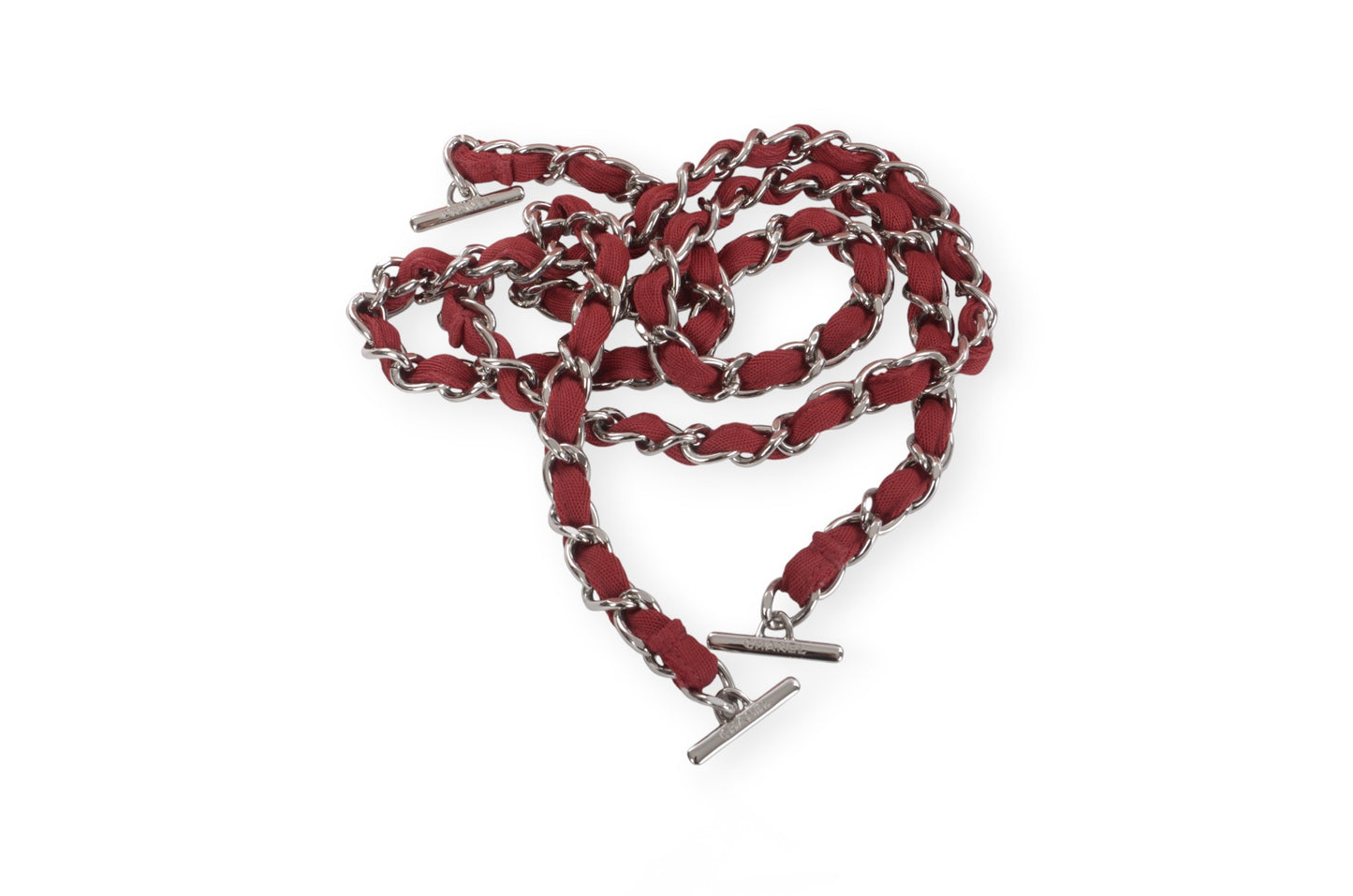 Chanel Deauville Chain Line Tote MM Pink Red Shoulder Bag Handbag CC Leather Designer Classic