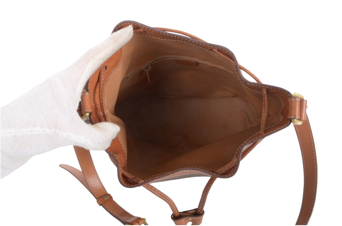 Celine Vintage Triomphe Monogram Bucket Bag – Brown Drawstring Shoulder Bag