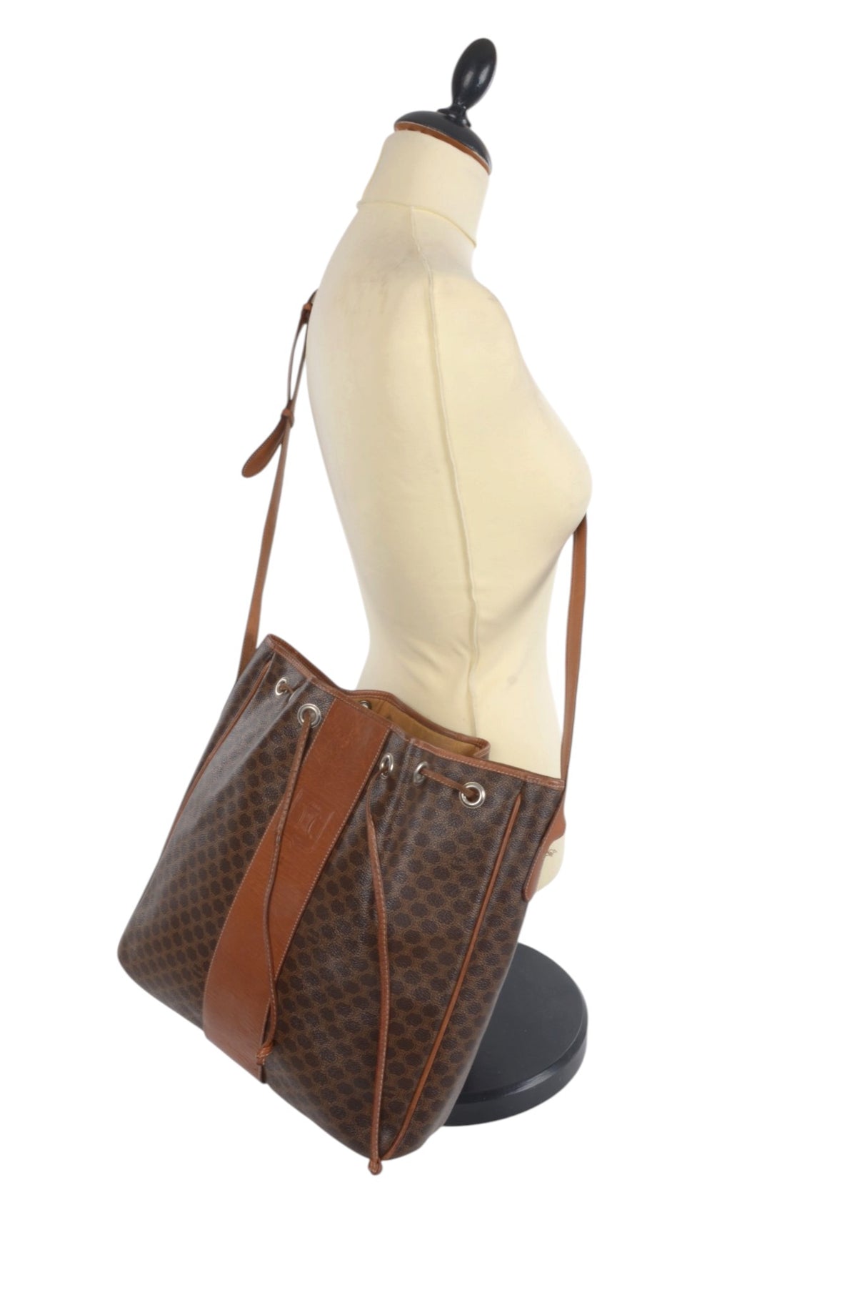 Vintage Celine monogram bucket bag interior and condition details