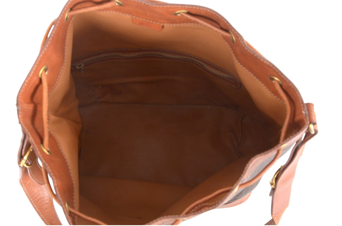 Celine Vintage Triomphe Monogram Drawstring Bucket Shoulder Bag