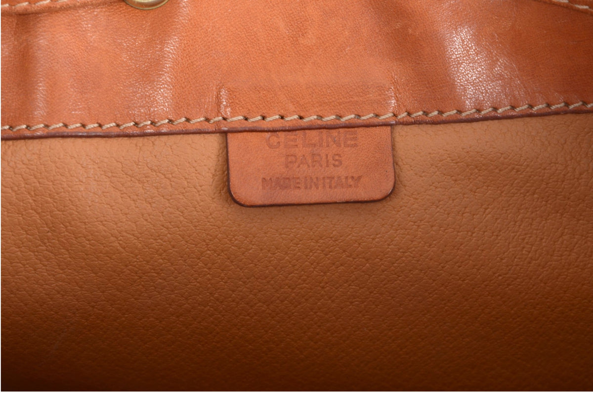 Celine Vintage Triomphe Monogram Drawstring Bucket Shoulder Bag