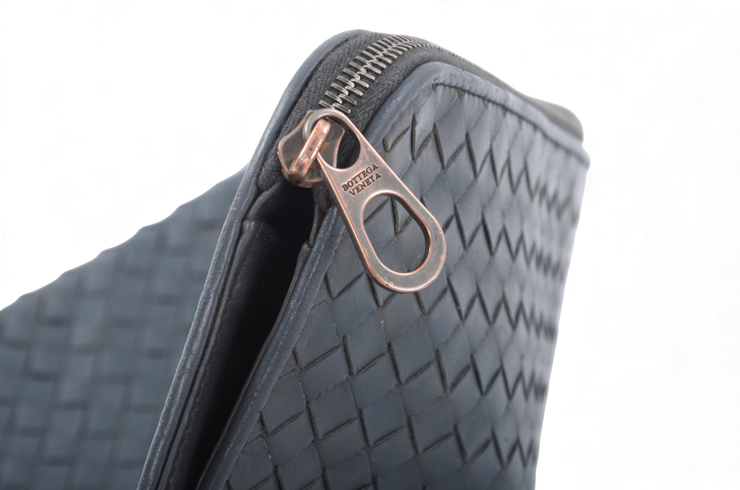 Bottega Veneta Laptop Document Case Business Computer Bag Intrecciato Leather Grey