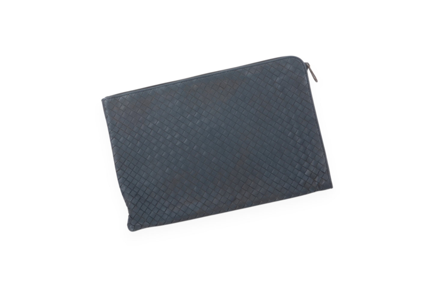 Bottega Veneta Laptop Document Case Business Computer Bag Intrecciato Leather Grey