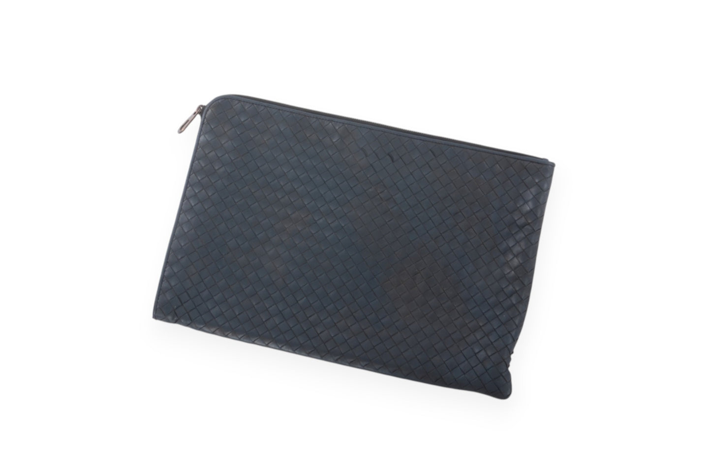 Bottega Veneta Laptop Document Case Business Computer Bag Intrecciato Leather Grey