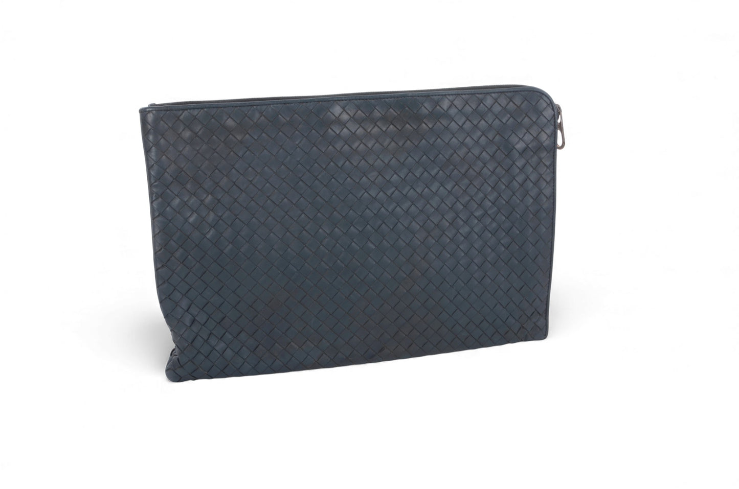 Bottega Veneta Laptop Document Case Business Computer Bag Intrecciato Leather Grey