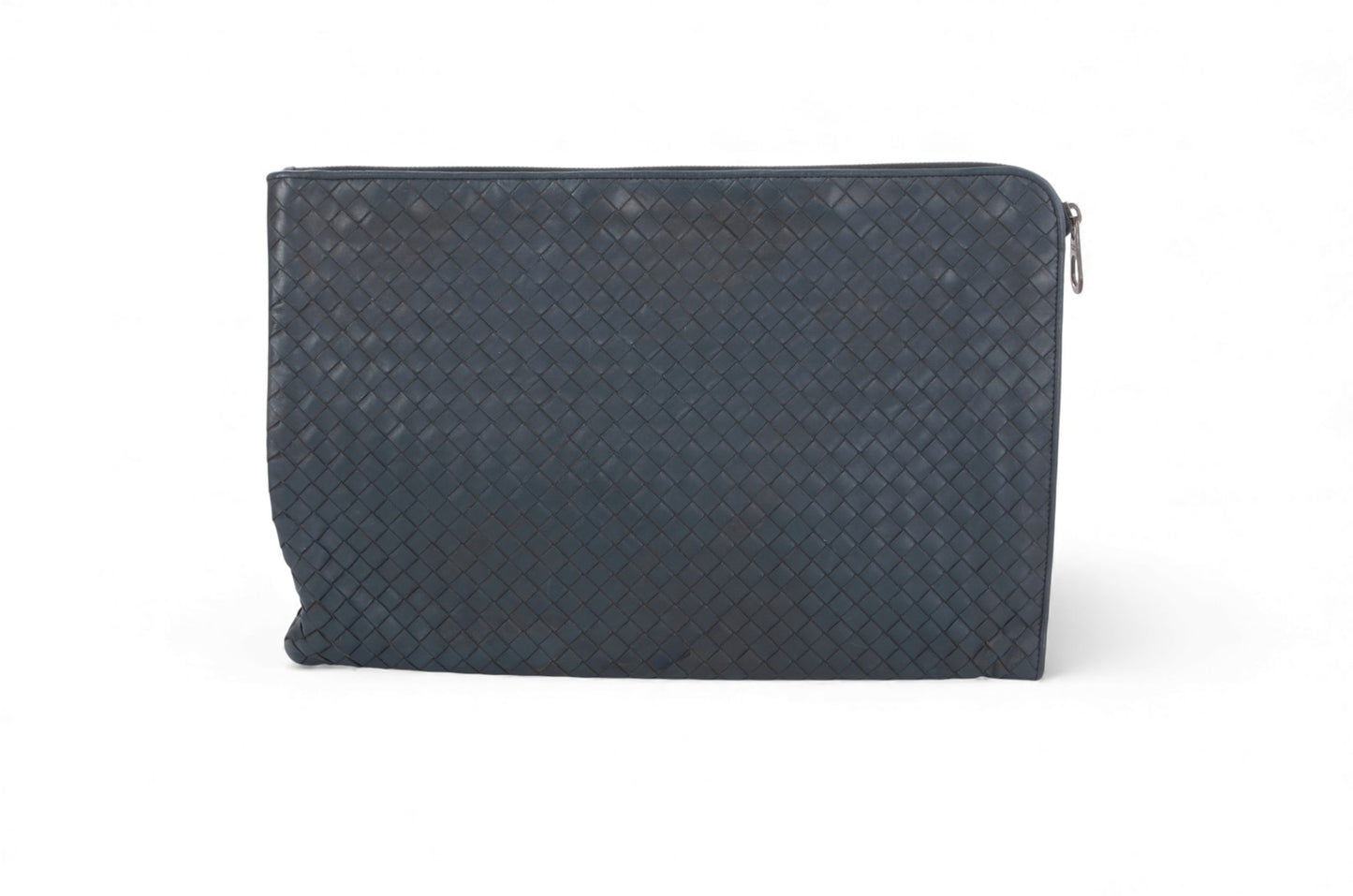 Bottega Veneta Laptop Document Case Business Computer Bag Intrecciato Leather Grey
