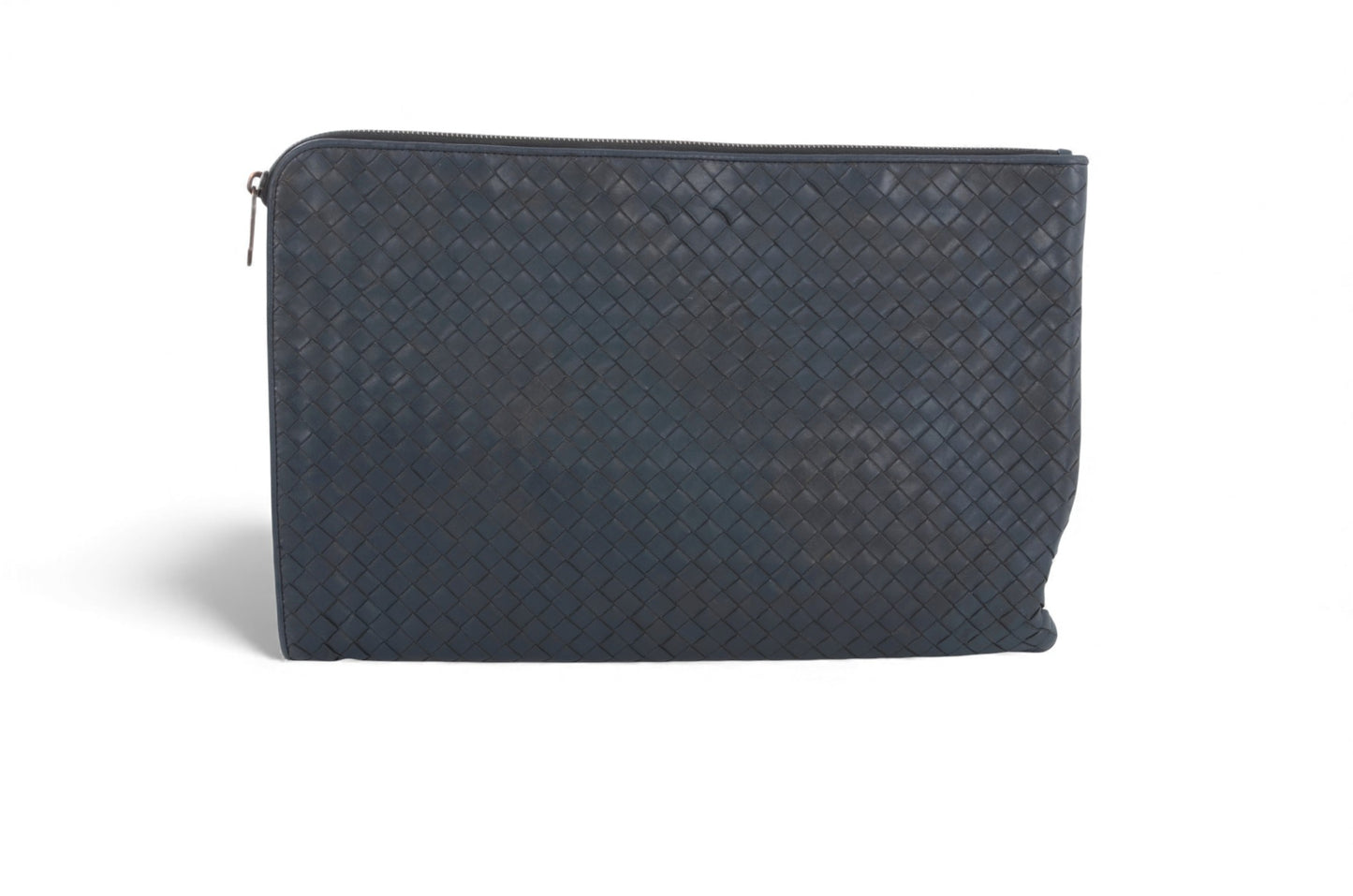 Bottega Veneta Laptop Document Case Business Computer Bag Intrecciato Leather Grey