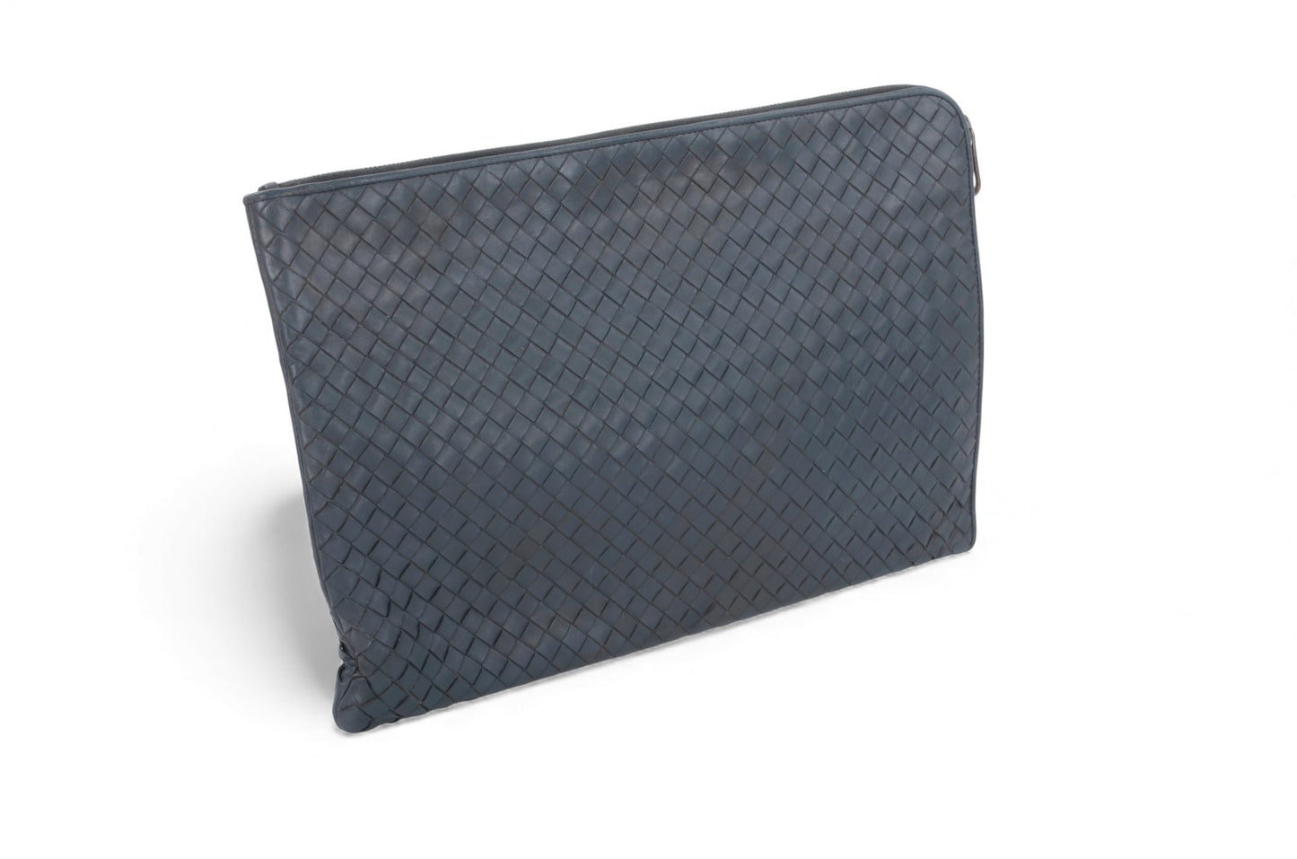Bottega Veneta Laptop Document Case Business Computer Bag Intrecciato Leather Grey