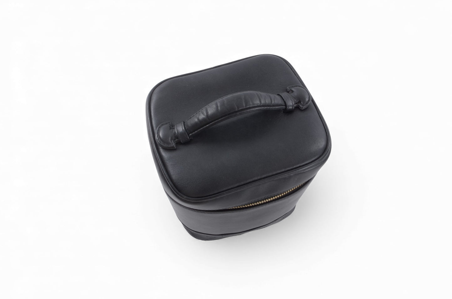 Chanel Quilted Vanity Toiletry Bag CC Logo Vintage Lambskin Leather Black Make Up Pouch