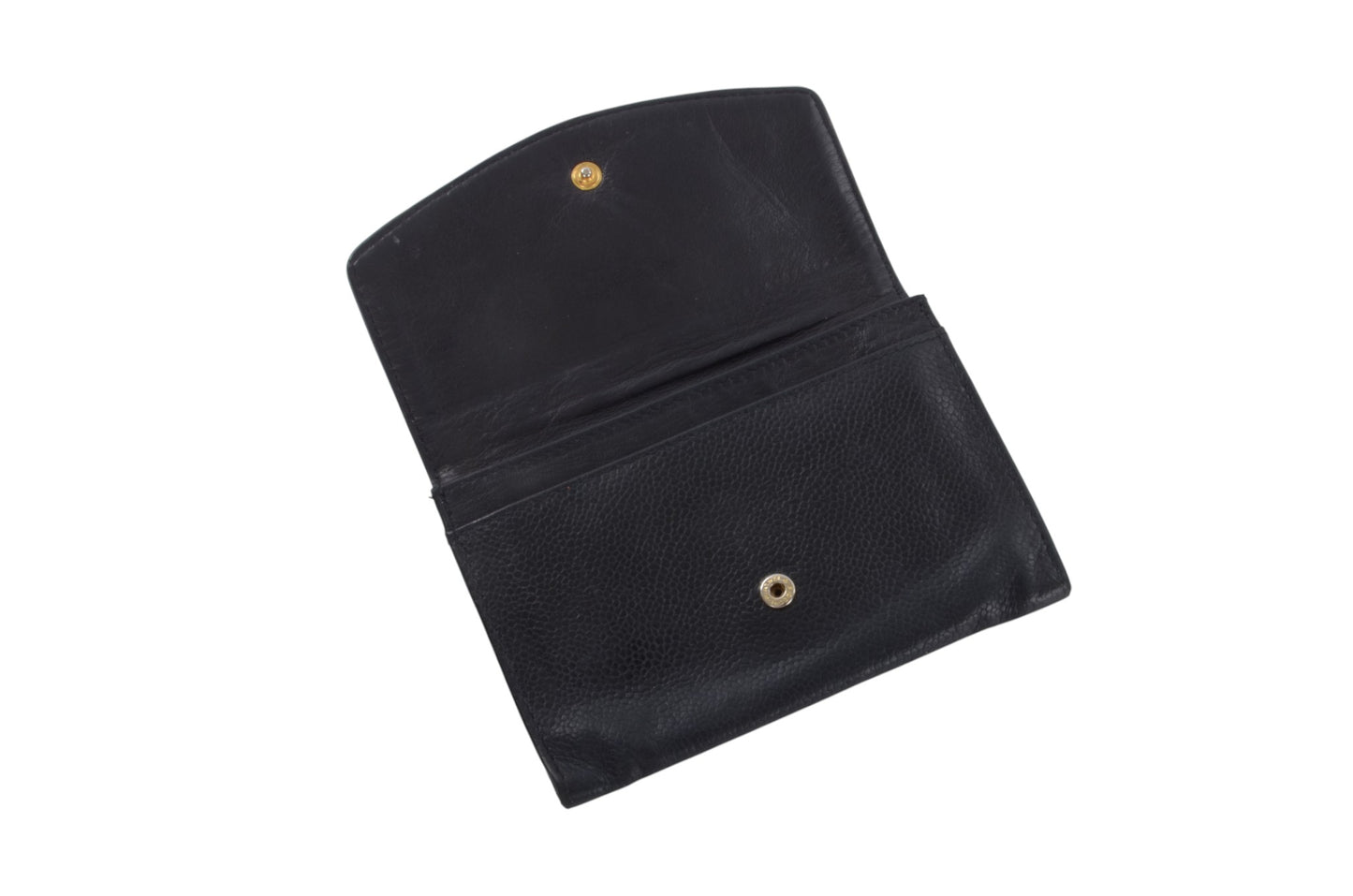 Chanel Caviar Leather Bifold Wallet Crossbody Bag Vintage Black Designer Classic