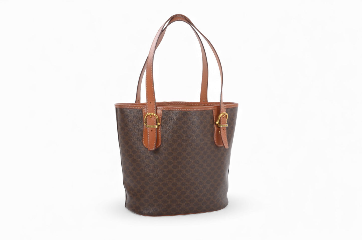 Celine Vintage Triomphe Shoulder Bag Tote Handbag Monogram Brown Designer Classic