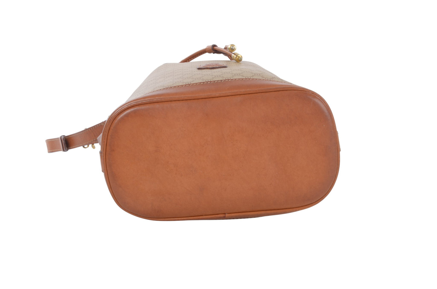 Celine Vintage Triomphe Shoulder Drawstring Bag Tote Handbag Monogram Brown Beige  Designer Classic