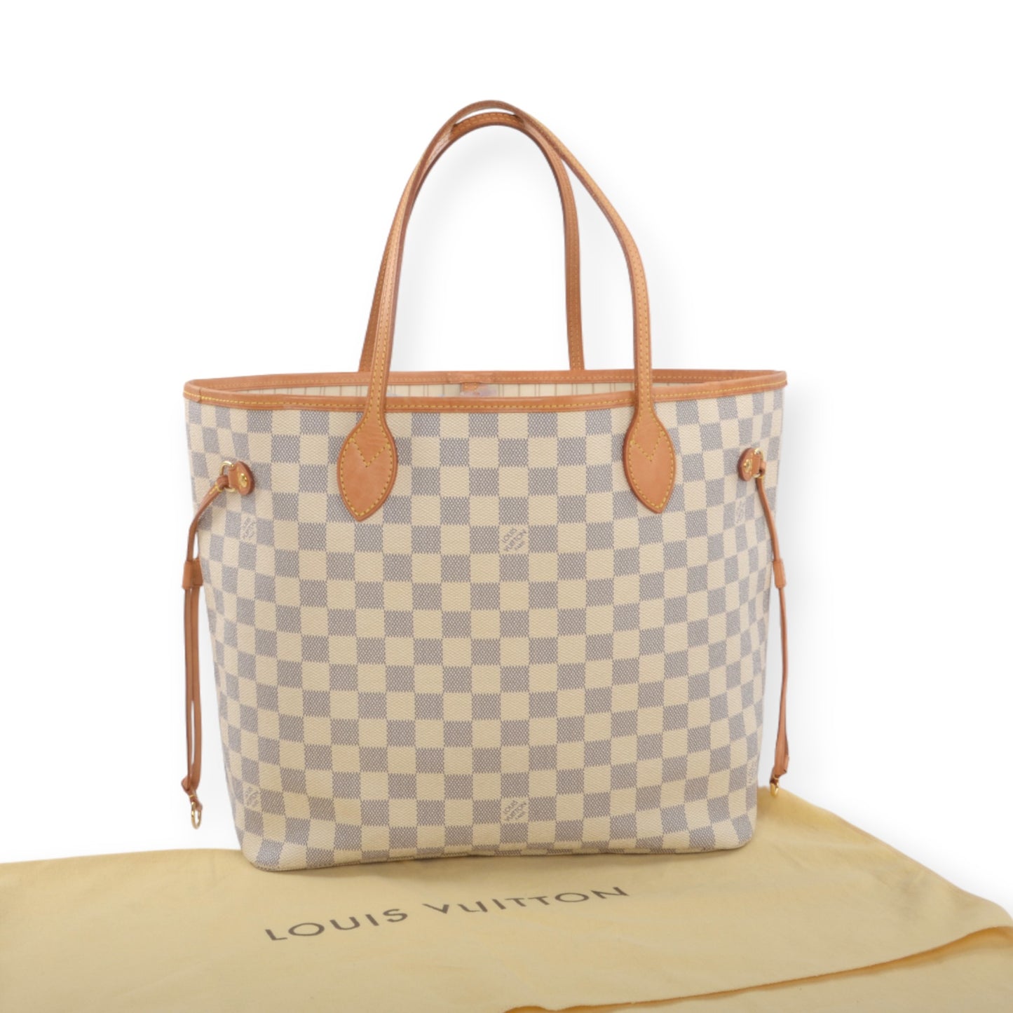 Louis Vuitton Neverfull MM Damier Azur Tote Shoulder Bag Monogram