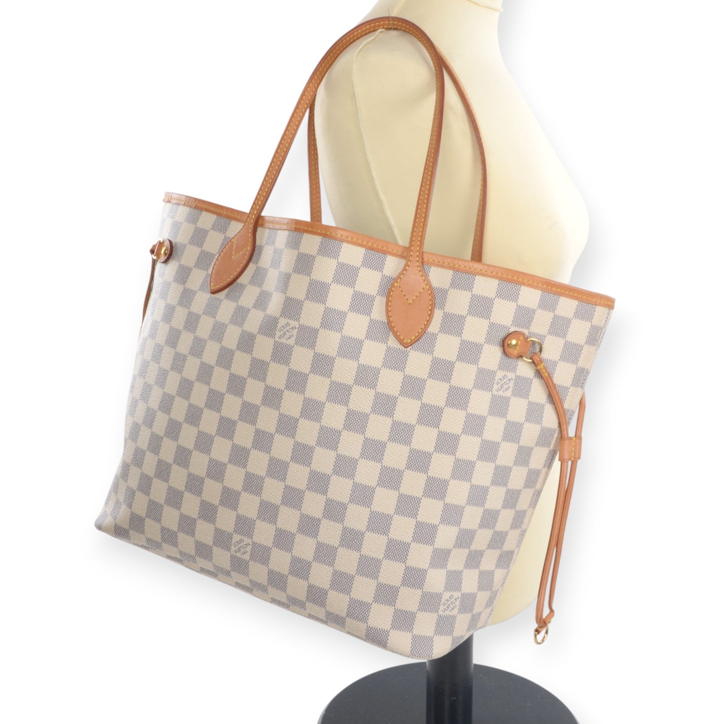Louis Vuitton Neverfull MM Damier Azur Tote Shoulder Bag Monogram