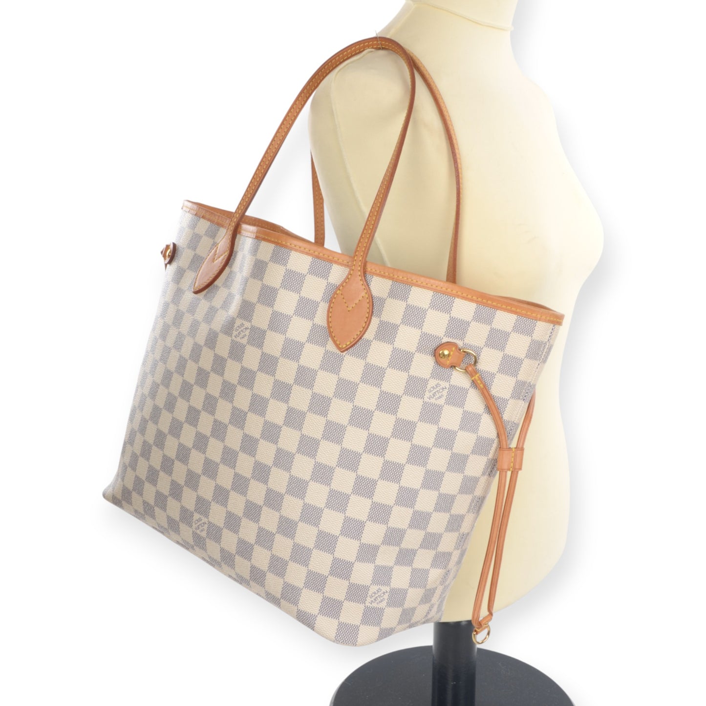 Louis Vuitton Neverfull MM Damier Azur Tote Shoulder Bag Monogram