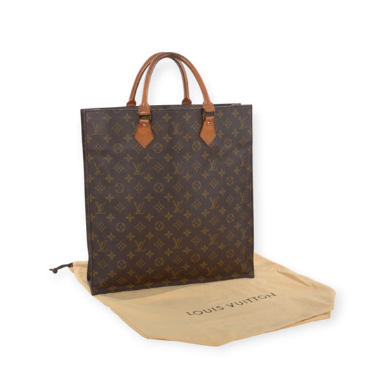 Louis Vuitton Sac Plat Handbag Monogram Canvas Bag Vintage Designer Classic