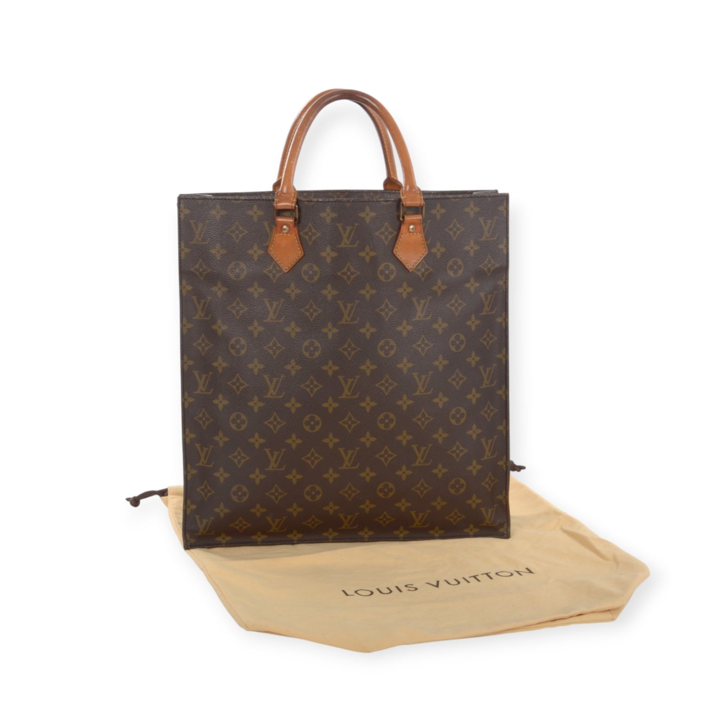 Louis Vuitton Sac Plat Handbag Monogram Canvas Bag Vintage Designer Classic