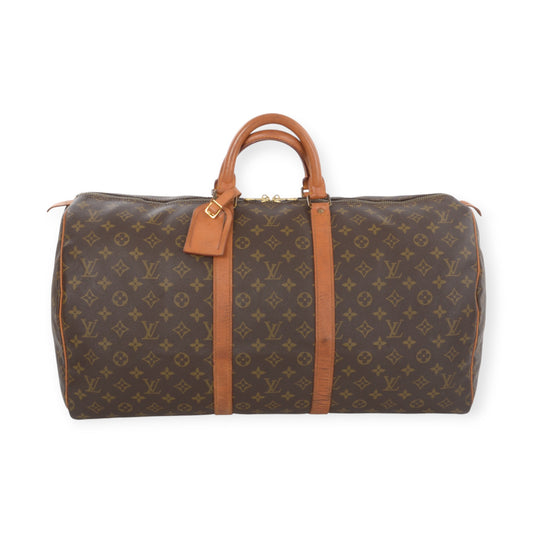 Louis Vuitton Keepall 55 Monogram Vintage Boston Bag Weekendbag Travel Canvas Designer Classic