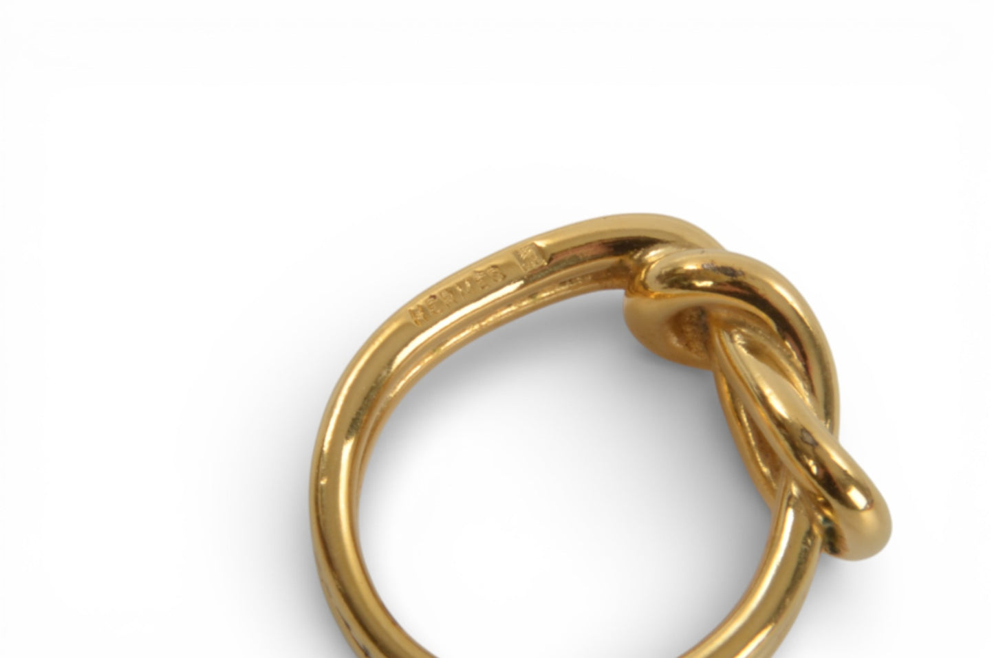 Hermès Gold Tone Atame Knot Scarf Ring Pin Vintage Designer Classic Authentic