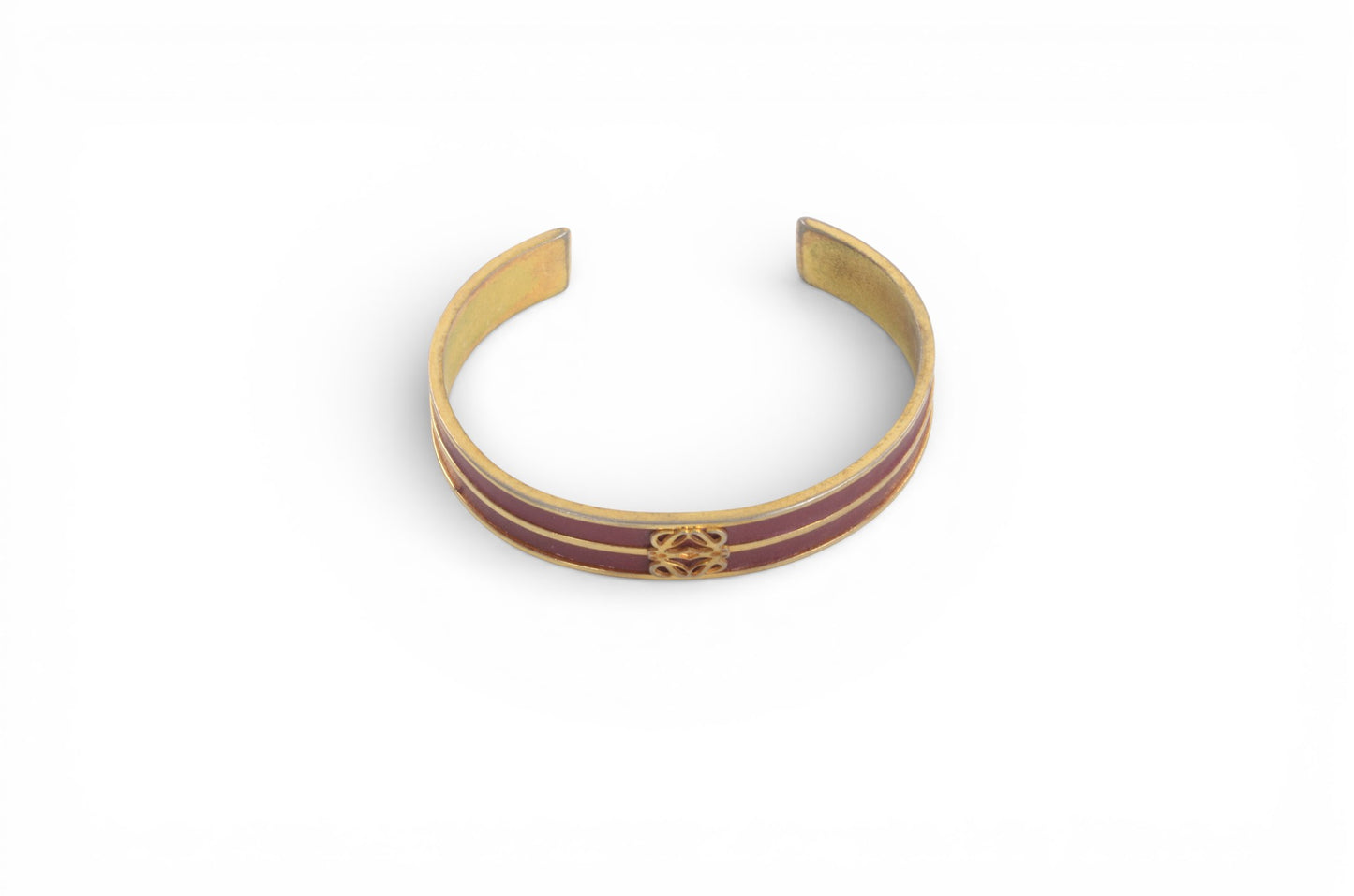 Loewe Anagram Bangle Bracelet Ladies Red Gold Cuff Vintage Designer Classic Authentic