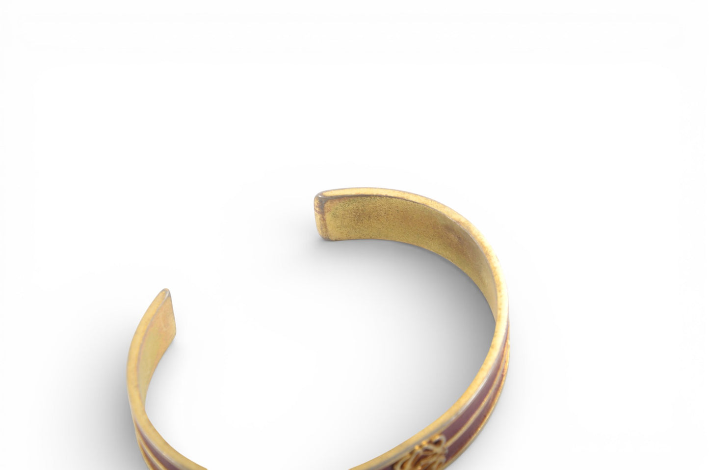 Loewe Anagram Bangle Bracelet Ladies Red Gold Cuff Vintage Designer Classic Authentic