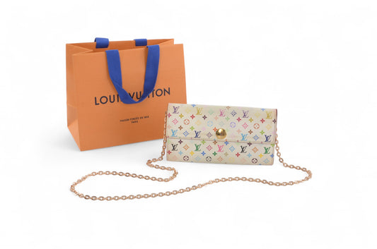 Louis Vuitton Takashi Murakami Multicolor Long Wallet Vintage Leather Sarah Wallet