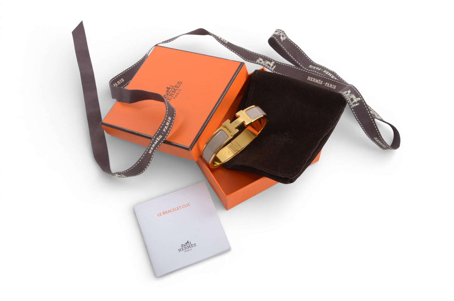 Hermès H Bracelet Marron Glace Enamel Gold Plated Clic-Clac Bangle Designer Classic