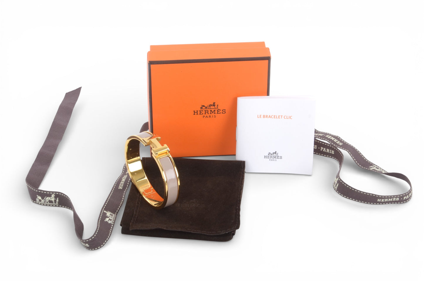 Hermès H Bracelet Marron Glace Enamel Gold Plated Clic-Clac Bangle Designer Classic