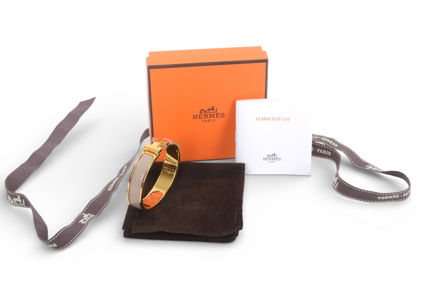 Hermès H Bracelet Marron Glace Enamel Gold Plated Clic-Clac Bangle Designer Classic